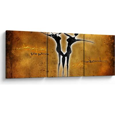 Obraz malby tanečního páru, třídílný 90x30 cm