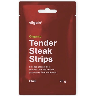 Vilgain Sušené steakové prúžky BIO chilli 25 g