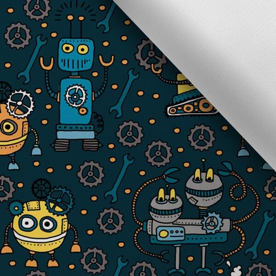 Takoy Látka s potiskem kočárkovina TD/NS roboty na petrolejové by Takoy®