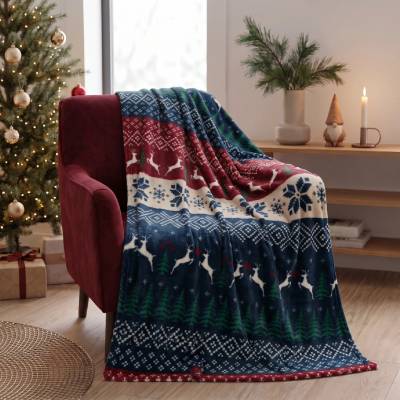 MyBestHome GOLD Vánoční deka z mikrovlákna NORDIC XMAS 150x200