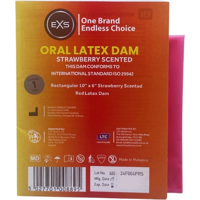 EXS Oral Latex Dams Flavoured Strawberry 1 ks