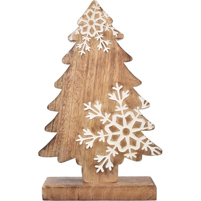 4Home Dekorace z mangového dřeva Snowflake Tree 33 cm
