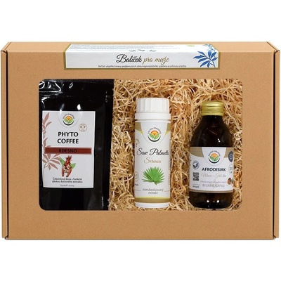 Salvia Paradise Dárkový balíček pro muže: Phyto Coffee Rdesno 100 g + Afrodisiak BIO 120 kapslí + Saw palmetto extrakt 60 kapslí