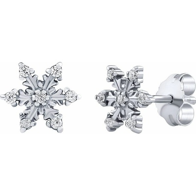 Silvego Strieborné náušnice kôstky snehové vločky s čírymi Brilliance Zirconia ZT1906100EW