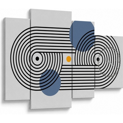 Obraz - Minimalistická abstrakce N⁰3 (s hodinami), Čtyřdílný 110x75 cm s hodinami