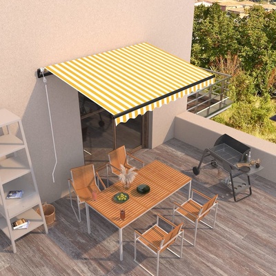 VidaXL Automatická zatahovací markýza 350 x 250 cm žlutobílá