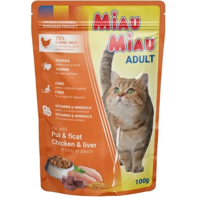Miau Miau Cat kuracie a pečeň v omáčke 100 g
