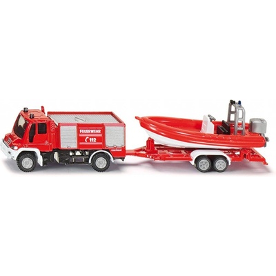 Siku Auto hasiči Unimog s přívěsem s člunemkovové 1636 1:87