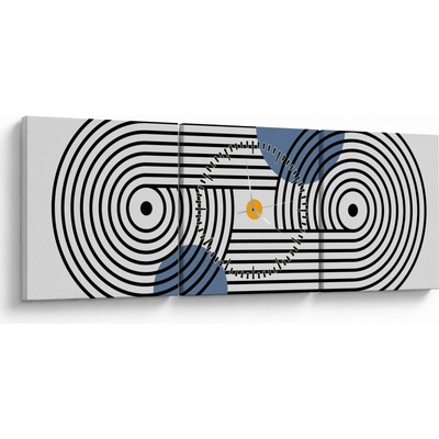 Obraz - Minimalistická abstrakcia N⁰3 (s hodinami), trojdielne 90x30 cm s hodinami