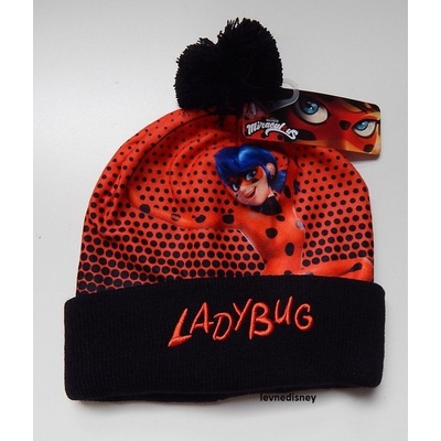 EplusM dívčí zimní čepice s bambulí Kouzelná beruška Miraculous Ladybug