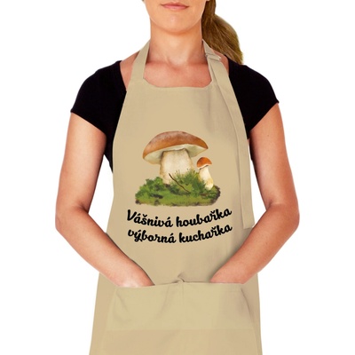 Kariban Kuchařské zástěry Zástěra na vaření Vášnivá houbařka výborná kuchařka Béžová (Beige)