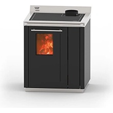 Thermorossi BOSKY 30 SQUARE EVO5 "READY TO START" na drevo s teplovodným výmenníkom Čierna