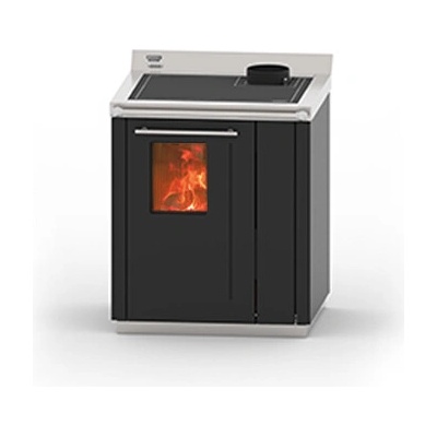 Thermorossi BOSKY 30 SQUARE EVO5 "READY TO START" na drevo s teplovodným výmenníkom Čierna