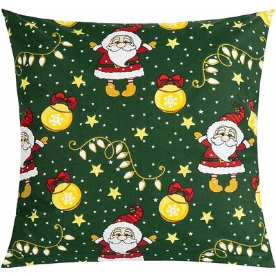 Bellatex Vianočný vankúš s obliečkou Santa zelený 45 x 45