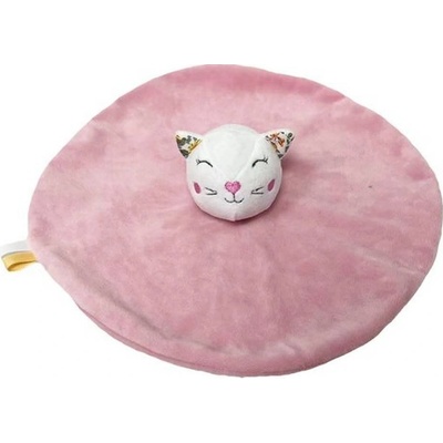 Teddies Kočka usínáček chrastítko plyš 25x25cm růžová