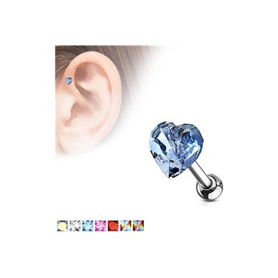 Piercingate činka do ucha srdíčko PNC00139 Červená