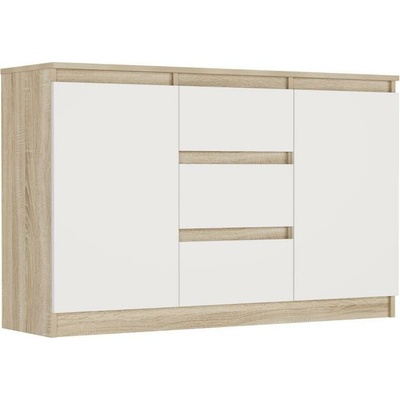 Framire Komoda sonoma mix bílá 120 x 76 x 33 cm R-120-S3