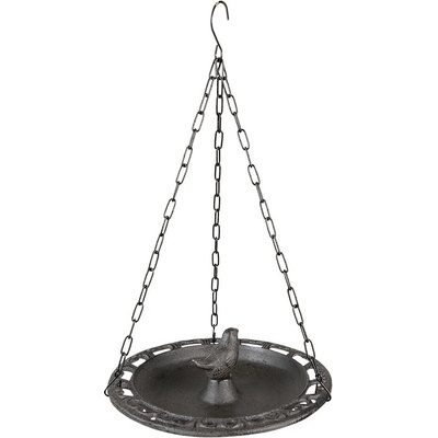Clayre & Eef Hnědé závěsné litinové pítko/ krmítko pro ptáčky Ø 23 x 8 / 36 cm – Hledejceny.cz