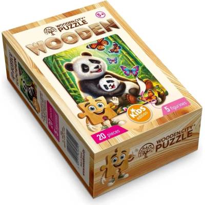 Wooden Cestující panda s motýly 20 dílků