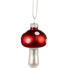 Clayre & Eef Závěsná skleněná ozdoba houba Muchomůrka - Ø 4*7 cm