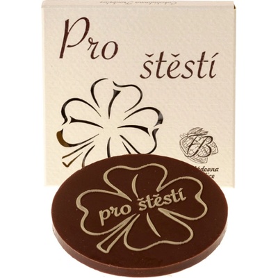 Čokoládovna Troubelice Čokoládový čtyřlístek Pro štěstí mléčná 51% 18 g