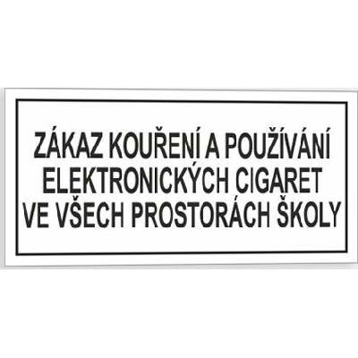 Traiva s.r.o Zákaz kouření a používání elektronických cigaret v prostorách školy Verze: Plast 148 x 75 mm tl. 0.5 mm - Kód: 14829