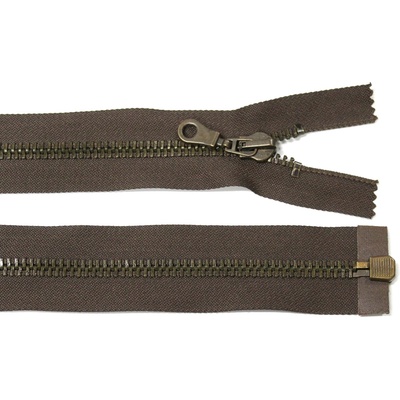 WICO Kovový zip no.8 rozepínací 90cm tmavě hnědý (staromosazné zoubky) silný zip