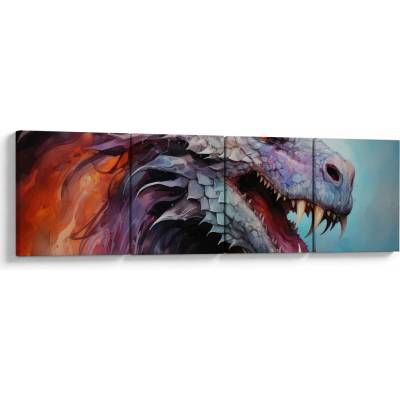 Obraz - Ilustrácia draka, štvordielne 160x40 cm