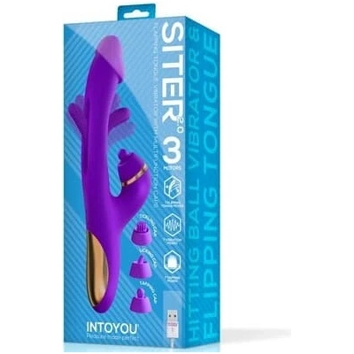 InToYou Siter 2.0 Flipping Tongue Vibrator with Multifunction Caps & 3 Motors Purple