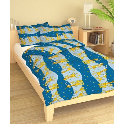 TiaHome obliečky Žirafky modré 130x90 cm 65x45 cm