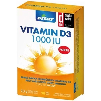 Vitar Vitamin D3 Forte 1 000 IU malina 90 tabliet