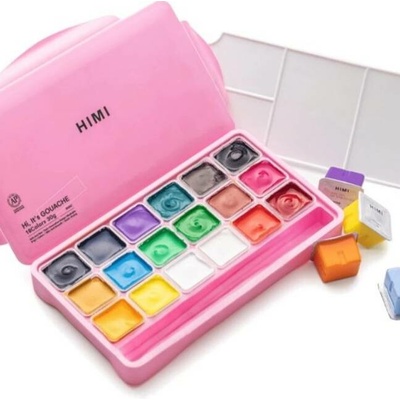 Himi kvašové barvy Jelly Cup Gouache Set 18 barev pink Edition
