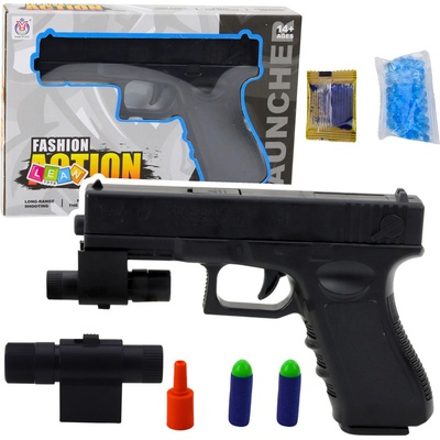 LEAN Toys Pistole na vodní kuličky a pěnové náboje laser černá