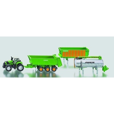 Siku Farmer 1848 traktor Deutz so sadou 3 prívesov Joskin 1:87
