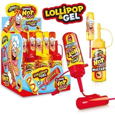 Johny Bee Squeeze Hot Dog lízátko s gelem 80 g – Hledejceny.cz