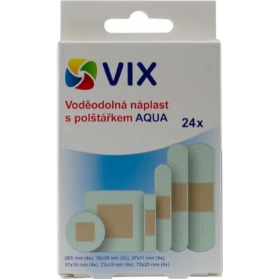 VIX Aqua voděodolná náplast s polštářkem, mix 24 ks