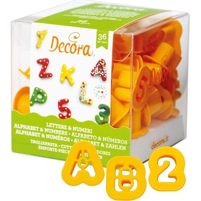 Vykrajovačky – abeceda a číslice, 36 ks, 2 × 1,6 cm - Decora