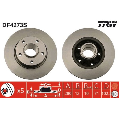 Brzdový kotúč TRW SINGLE DF4273S