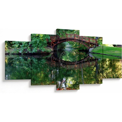 Obraz rieky (s hodinami), päťdielne 150x80 cm s hodinami