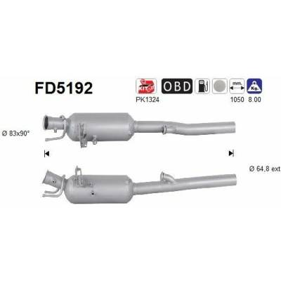 Filter sadzí pevných častíc výfukového systému AS FD5192