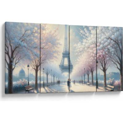 Obraz - Maľba z Paríža, štvordielne 160x80 cm
