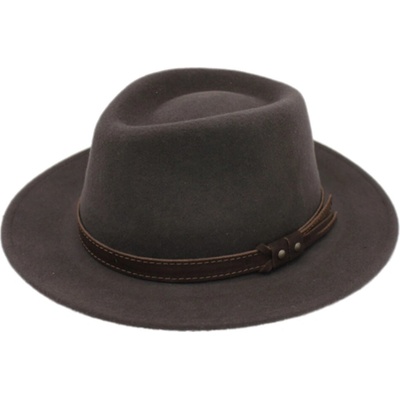 Fiebig Headwear since 1903 Nepromokavý klobouk fedora z vlny hnědý
