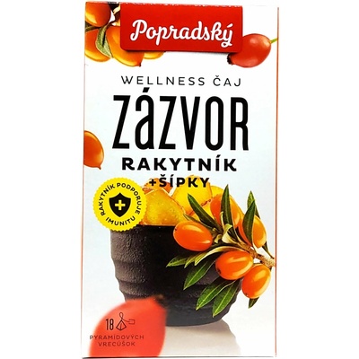 Popradský Wellness čaj zázvor rakytník + šípky 18 x 2 g