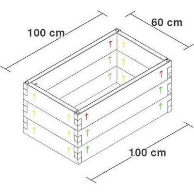 ZvP Modulární vyvýšený záhon Obdélník 48 cm 60 cm 100 cm