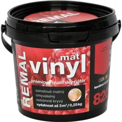 Barvy A Laky Hostivař Remal Vinyl Color mat, prémiová malířská barva, omyvatelná, 820 korálově červená, 250 g