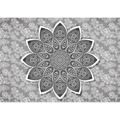 Preinterier FT4713 Fototapeta na stenu Čiernobiela mandala vlies 312cm x 219cm