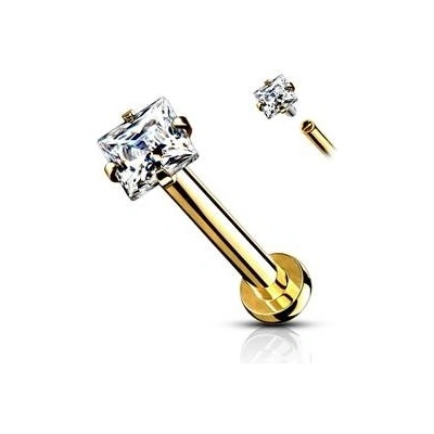 Šperky4U piercing do brady labreta cartilge čirá LB1093GD-1206