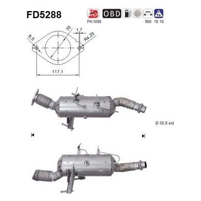Filter sadzí pevných častíc výfukového systému AS FD5288