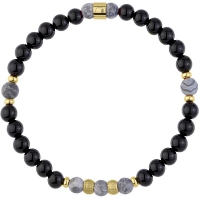 Manoki korálkový náramek Luca Onyx šedý Jaspis BA1049BS Šedá