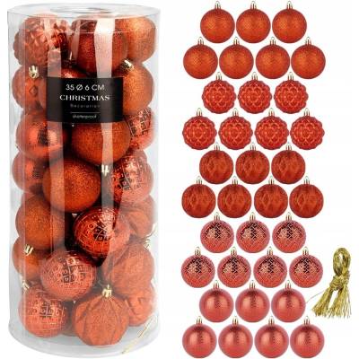 Home Styling Collection Vianočná Guľa hladká mix vzorov 6 cm 35 ks